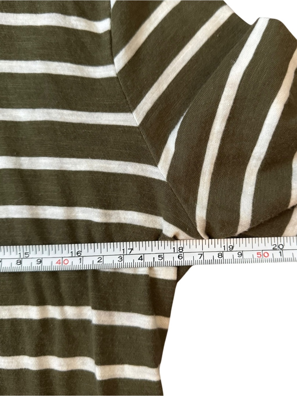 Madewell Olive Green & White Striped Turtleneck Long Sleeve Tee - Picture 6 of 7